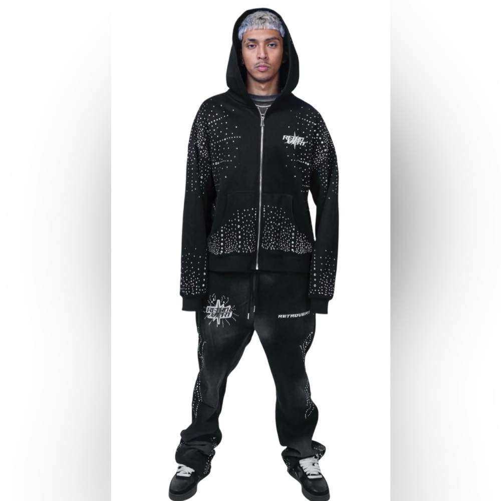 Black Rhinestone Joggers - Picture 3 of 4